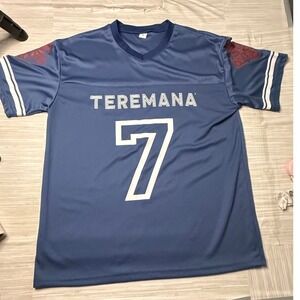 Teremana Tequila Blue Football Jersey Mens Small Number 7 The Rock Mana Logo